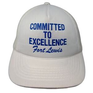 That Hat White Blue Committed to Excellence Fort Lewis Mesh Trucker Snapback OS